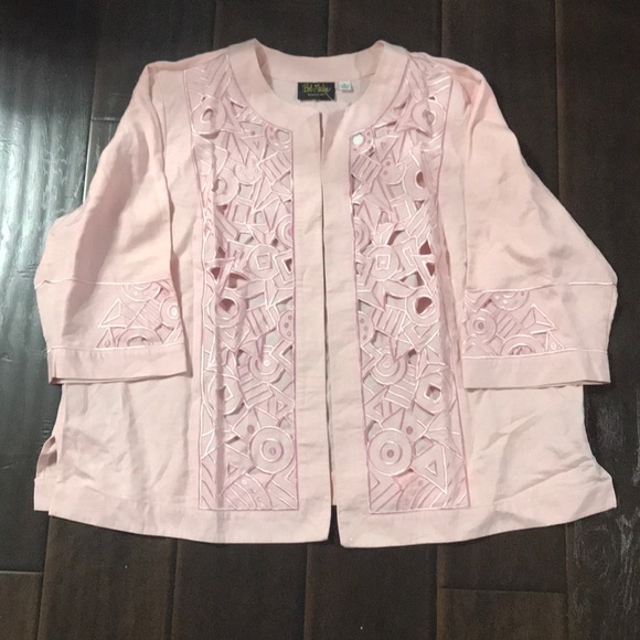 Bob Mackie Tops - Bob Mackie Wearable Art Pink Open Front Cardigan